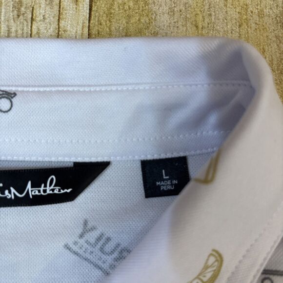 Travis Mathew Polo Shirt Large Truly Hard Seltzer All Over Pattern - Picture 10 of 14